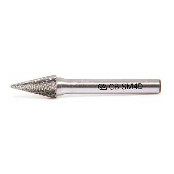 Continental Abrasives SM-4 Double Cut Conical Pointed Nose Tungsten Carbide Burr - CB-SM4D