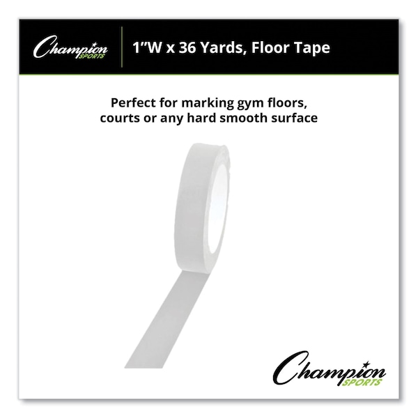 Champion Sports Floor Tape, 1in x 36 yds, White - 1X36FTWH