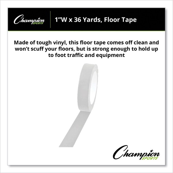 Champion Sports Floor Tape, 1in x 36 yds, White - 1X36FTWH