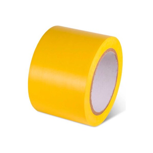 Top Tape And  Label. Global Industrial Safety Tape 3inW x 108L 5 Mil Yellow 1 Roll - 670652YL