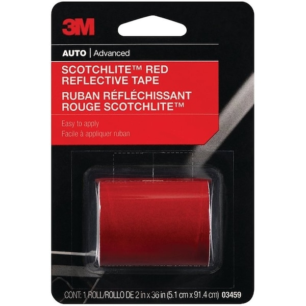 3M Scotchlite 0 Reflective Safety Tape, 36 in L, 2 in W, Red - 3459