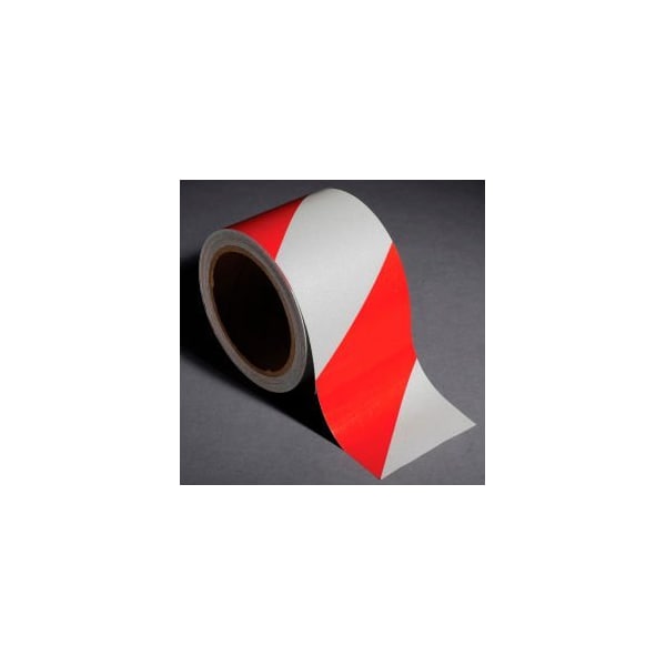 Top Tape And Label INCOM Safety Tape Reflective Striped Red/White, 3"W x 30'L, 1 Roll - RST137