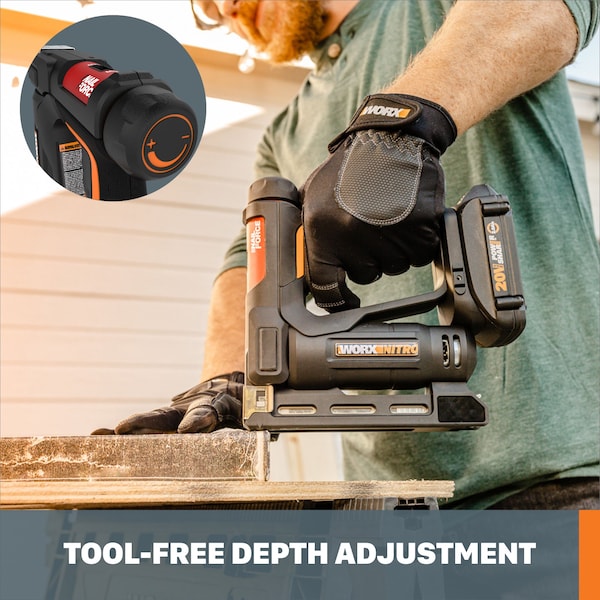 Worx 20V Power Share 3/8 in. Cordless Crown Stapler, Tool Only Battery and Charger Not Included - WX843L.9