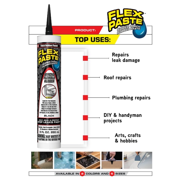 Flex Paste Flex Seal Family of Products Flex Paste White Rubberized Paste 9 fl. oz. - PFSWHTR10