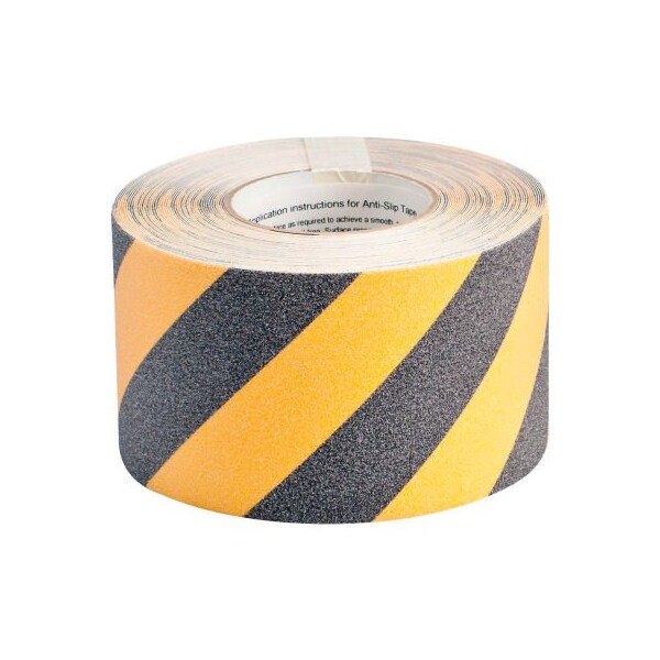 Brady Brady Anti-Slip Black/Yellow Striped Tape Roll, 4 x 60 Feet - 78149