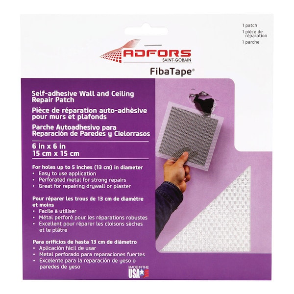 Adfors Saint-Gobain ADFORS FibaTape 6 in. L X 6 in. W Reinforced Aluminum White Self Adhesive Wall Repair P - FDW6924-U