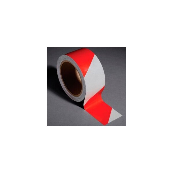 Top Tape And Label INCOM Safety Tape Reflective Striped Red/White, 2"W x 30'L, 1 Roll - RST107