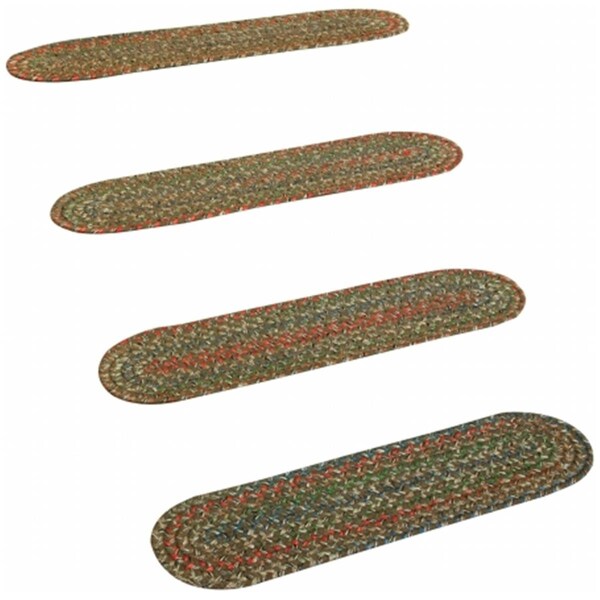 Rhody Rug Katie Multi Braided Stair Tread- Dark Taupe, 4PK - KA23A008X028-4