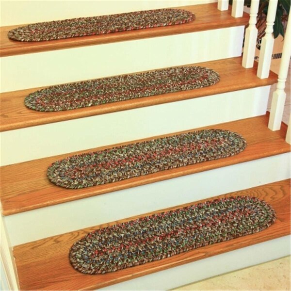 Rhody Rug Sophia Multi Braided Stair Tread- Brown, 13PK - SO35A008X028-13
