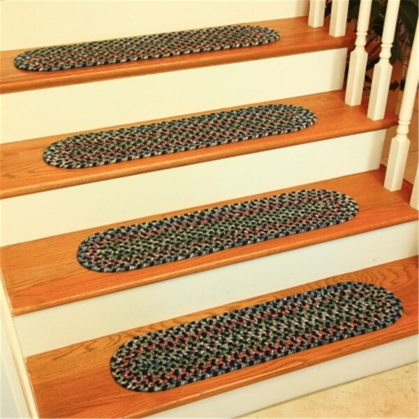 Rhody Rug Katie Multi Braided Stair Tread- Navy, 13PK - KA13A008X028-13