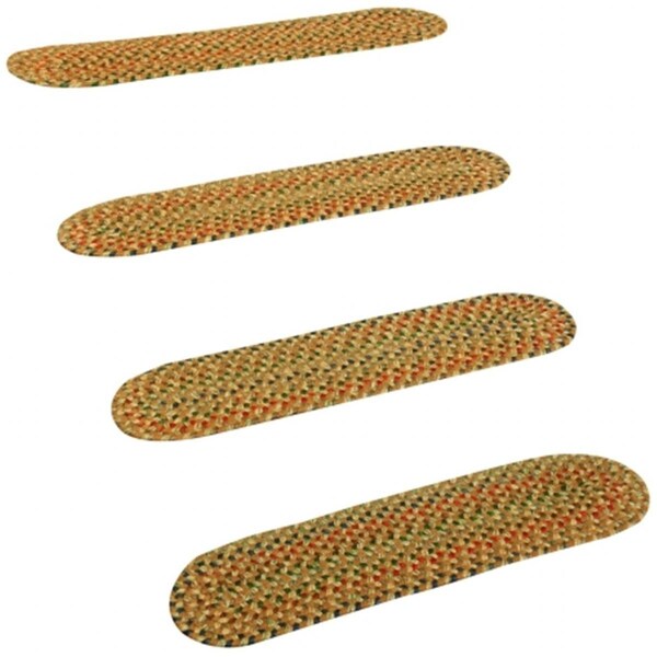 Rhody Rug Katie Multi Braided Stair Tread- Camel, 4PK - KA53A008X028-4