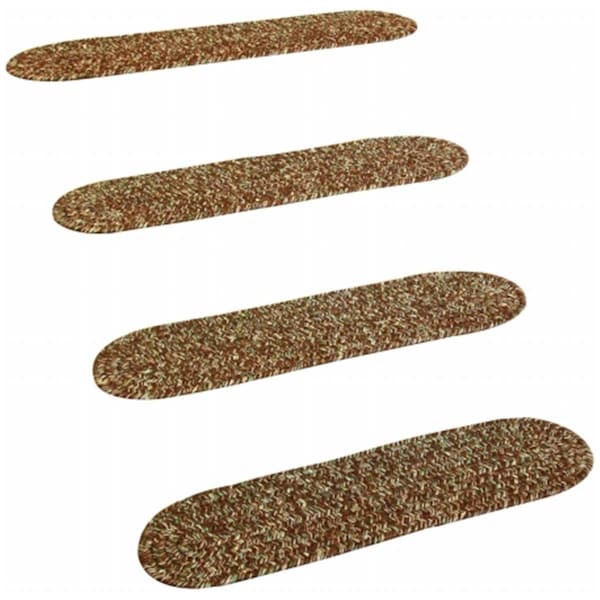 Rhody Rug Sandi Tweed Braided Stair Tread- Brown, 4PK - SA38A008X028-4