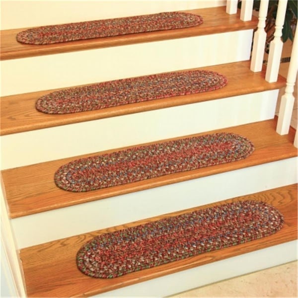 Rhody Rug Sophia Multi Braided Stair Tread- Burgundy Red, 4PK - SO45A008X028-4