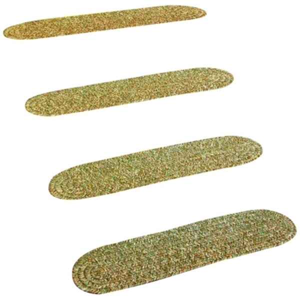 Rhody Rug Sandi Tweed Braided Stair Tread- Bayleaf, 4PK - SA68A008X028-4