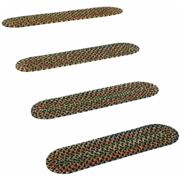 Rhody Rug Katie Multi Braided Stair Tread- Navy, 4PK - KA13A008X028-4