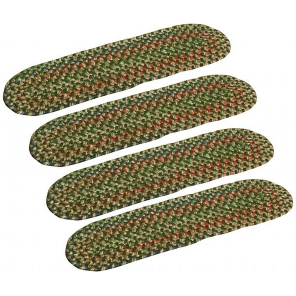 Rhody Rug Katie Multi Braided Stair Tread- Sage, 4PK - KA63A008X028-4