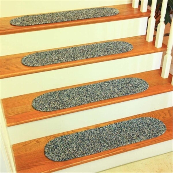 Rhody Rug Sandi Tweed Braided Stair Tread- Denim, 13PK - SA98A008X028-13