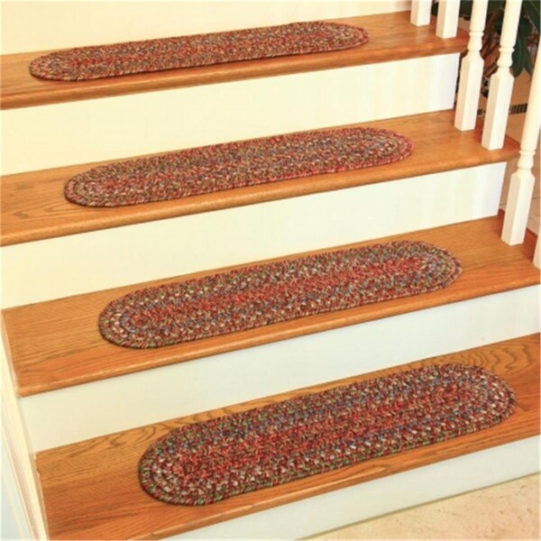Rhody Rug Sophia Multi Braided Stair Tread- Burgundy Red, 13PK - SO45A008X028-13
