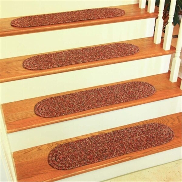 Rhody Rug Sandi Tweed Braided Stair Tread- Sangria, 13PK - SA48A008X028-13