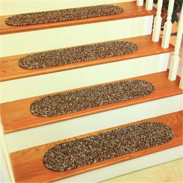 Rhody Rug Sandi Tweed Braided Stair Tread- Brown, 13PK - SA38A008X028-13