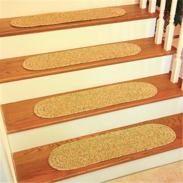 Rhody Rug Sandi Tweed Braided Stair Tread- Oatmeal, 13PK - SA58A008X028-13