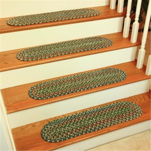 Rhody Rug Katie Multi Braided Stair Tread- Sage, 13PK - KA63A008X028-13