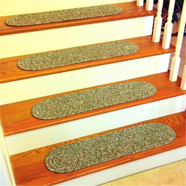Rhody Rug Sandi Tweed Braided Stair Tread- Bayleaf, 13PK - SA68A008X028-13