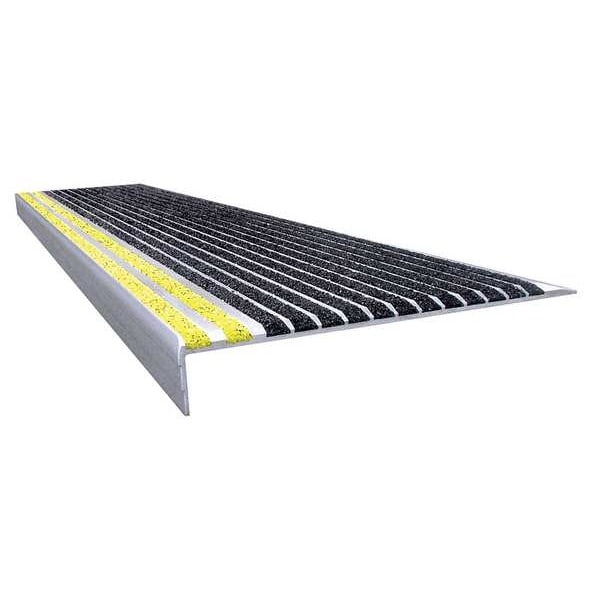 Wooster Products Stair Tread Cover Extruded Aluminum Black/Safety Yellow, 36 in W x 9/32" Thick - 500BY3