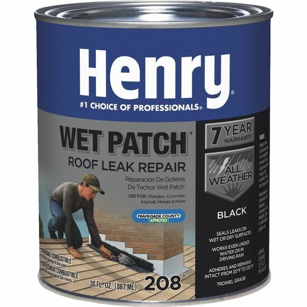 Wet Patch Henry Smooth Black Asphalt All-Weather Roof Cement 30 oz - HE208030