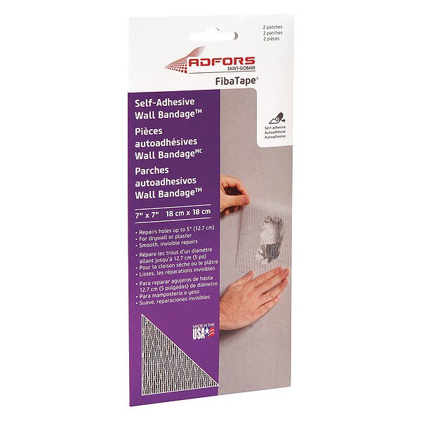 Adfors Wall Bandage Repair Patch, 7 in x 7 in, DIY Boxed, White - FDW6570-U