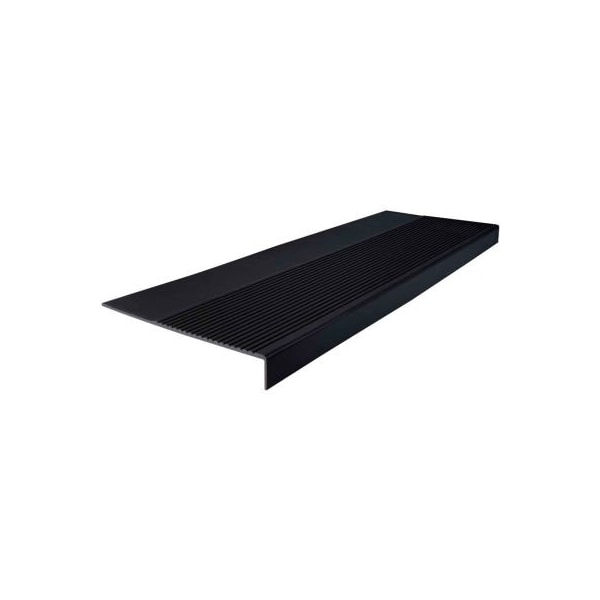 Roppe Rubber Light Duty Ribbed Stair Tread Square Nose 12.25in x 48in Black - 48801P100