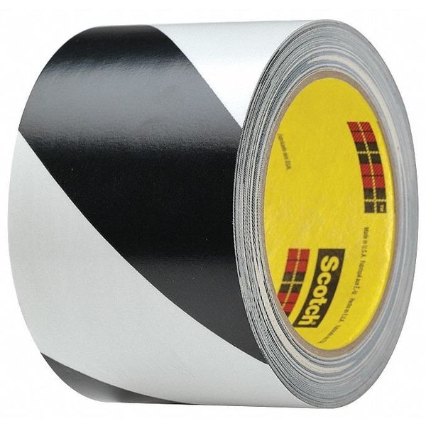 3M Safety Stripe Tape Rubber/Vinyl Black/White, 3" W x 108 ft. L, 5.4 mil Thick - 5700