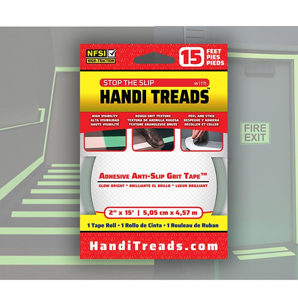 Handi Treads Glow Grit Non-Slip Tape 2in x 15 ft, Industrial Adhesive - HTPG0215LP1