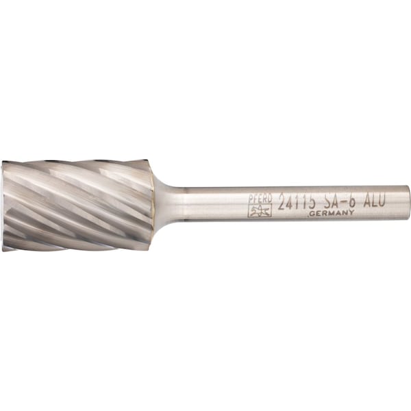 Pferd Carbide Bur - Cylind. Plain End, ALU Cut - 5/8" x 1" x 1/4" Shank - SA-6 - 24115
