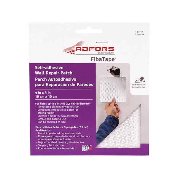 Adfors Saint-Gobain ADFORS FibaTape 4 in. L X 4 in. W Fiberglass Reinforced Aluminum White Self Adhesive Wa - FDW6836-U