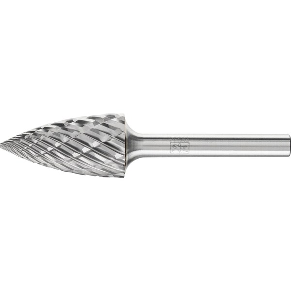 Pferd Carbide Bur - Tree Shape (Pointed), STEEL Cut - 5/8" x 1" x 1/4" Shank - SG-6 - 24838