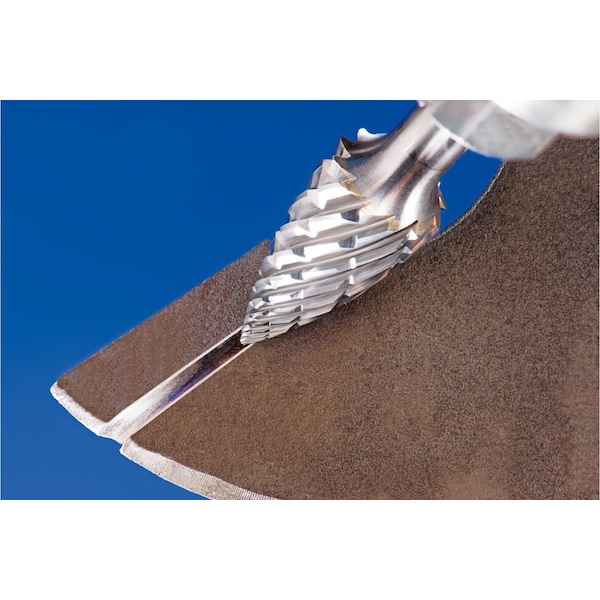 Pferd Carbide Bur - Tree Shape (Pointed), STEEL Cut - 5/8" x 1" x 1/4" Shank - SG-6 - 24838