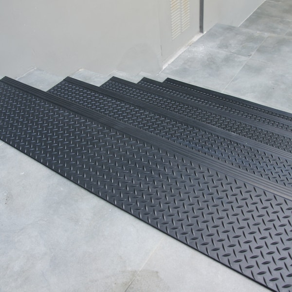 Rubber-Cal "Diamond-Plate Commercial" Step Mat - 10" x 48" - 6pack - 10-104-014P