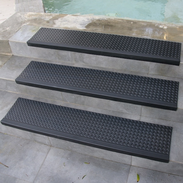 Rubber-Cal "Diamond-Plate Commercial" Step Mat - 10" x 48" - 6pack - 10-104-014P