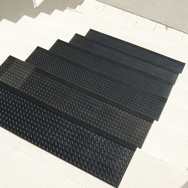 Rubber-Cal "Diamond-Plate Commercial" Step Mat - 10" x 48" - 6pack - 10-104-014P