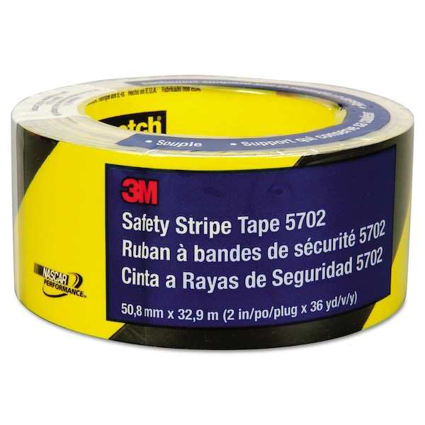 3M Safety Stripe Tape, 2" x 108 ft, Black/Yellow - 5702