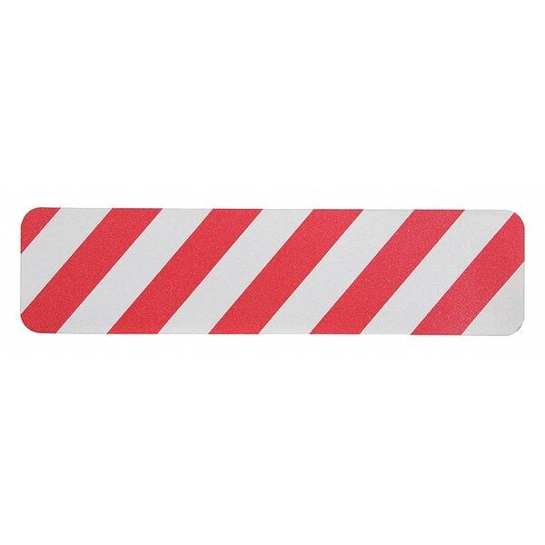 Jessup Safety Track Commercial Grade Anti Slip Grit Tread Aluminum Oxide, Adhesive: Acrylic Red/White, 6" W x 24" L - 3365-6X24