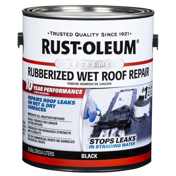 Rust-Oleum Wet Roof Repair, Asphalt, Black, 0.9 gal - 351237