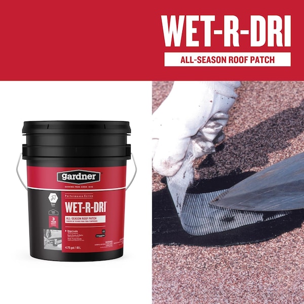 Black Jack Gardner WET-R-DRI Gloss Black Patching Cement All-Weather Roof Cement 5 gal - 6230-9-30
