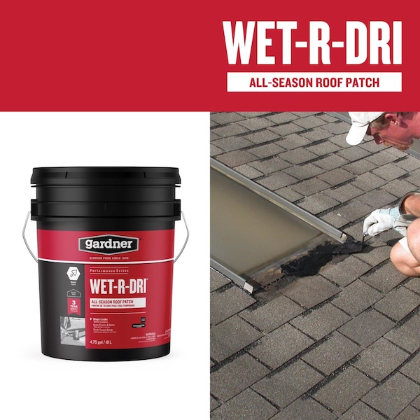 Black Jack Gardner WET-R-DRI Gloss Black Patching Cement All-Weather Roof Cement 5 gal - 6230-9-30