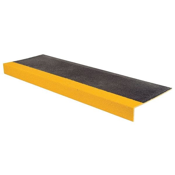 Rust-Oleum Stair Tread Cover Fiberglass Reinforced Plastic Medium Grit Size, Black/Yellow, 48 in W x - 292463