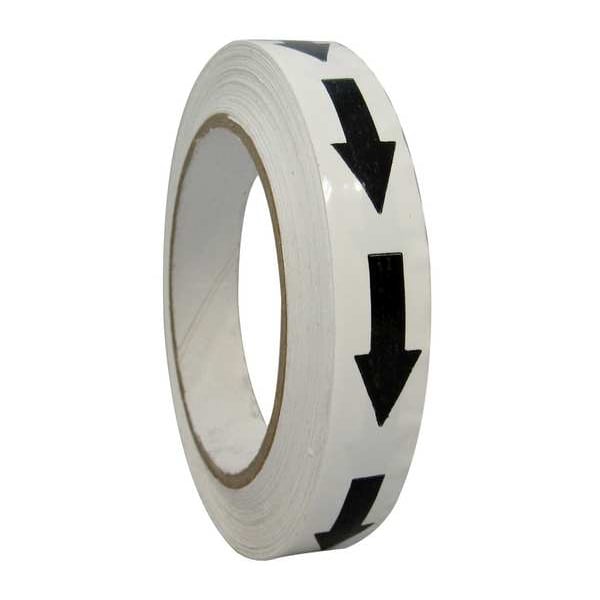Zoro Select Arrow Marking Tape Vinyl White/Black, 3/4" W x 120 ft. L, 6 mil Thick - 8X784