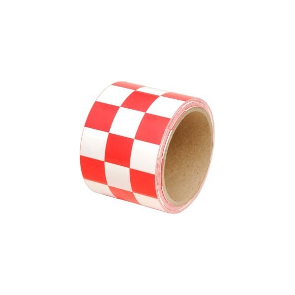Top Tape And Label INCOM Checkerboard Hazard Tape - Red/White, 3"W x 54'L, 1 Roll - LCB311