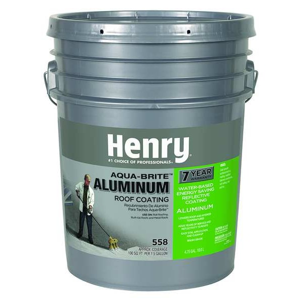 Henry Aluminum Roof Coating, 5 gal, Pail, Silver - HE558018