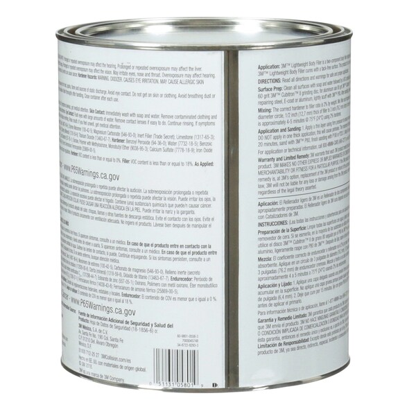 3M Lightweight Body Filler, 05801, 1 gal, 4 per case - 7000045748